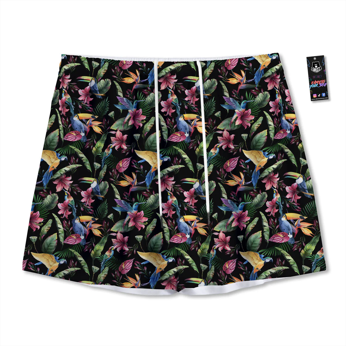 Tropical Aloha Hawaiian Print Pattern Mesh Shorts