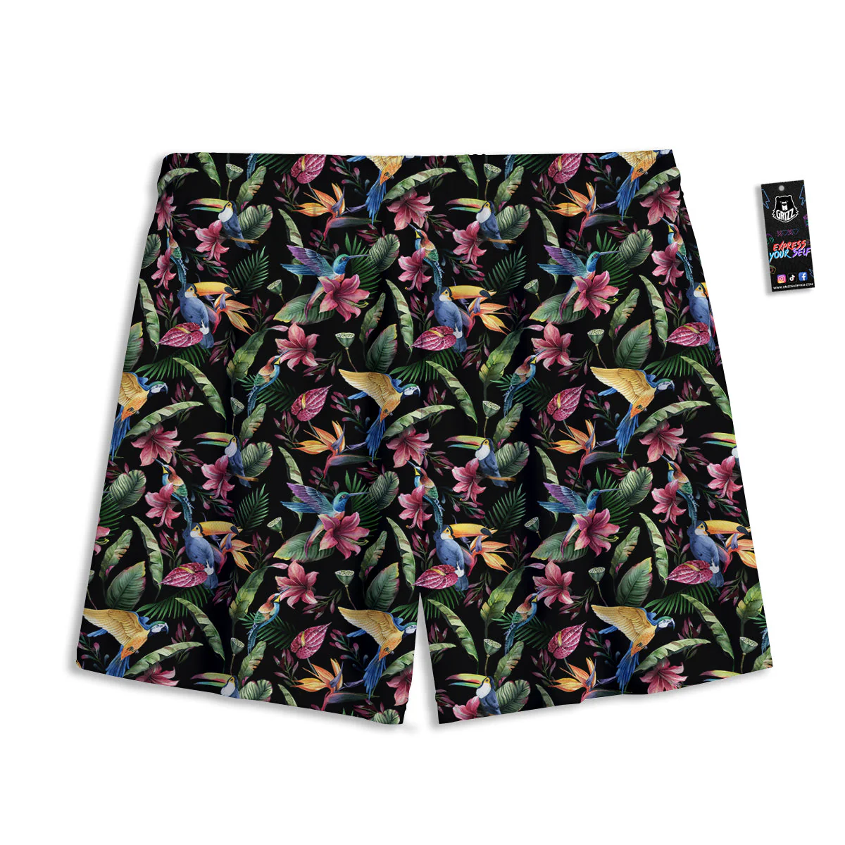 Tropical Aloha Hawaiian Print Pattern Mesh Shorts - Image 2
