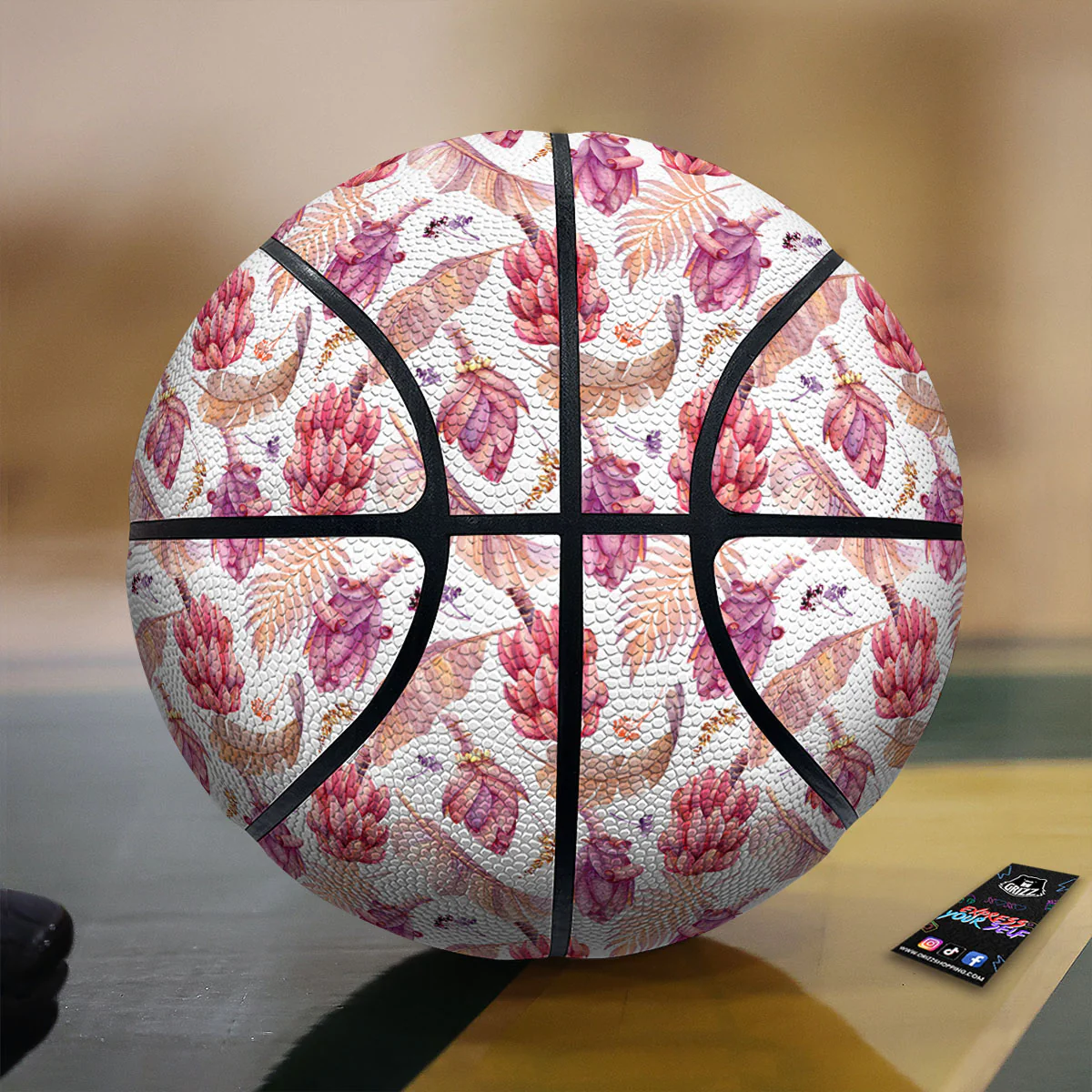 Tropical Banana Pink Print Pattern Basketball