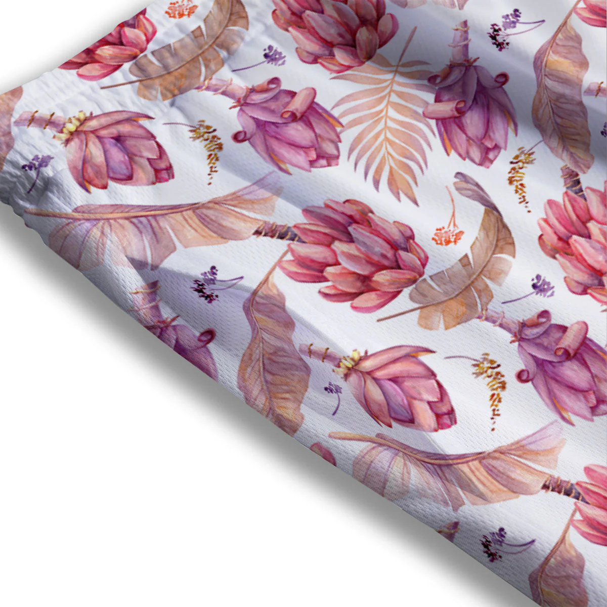 Tropical Banana Pink Print Pattern Mesh Shorts - Image 3
