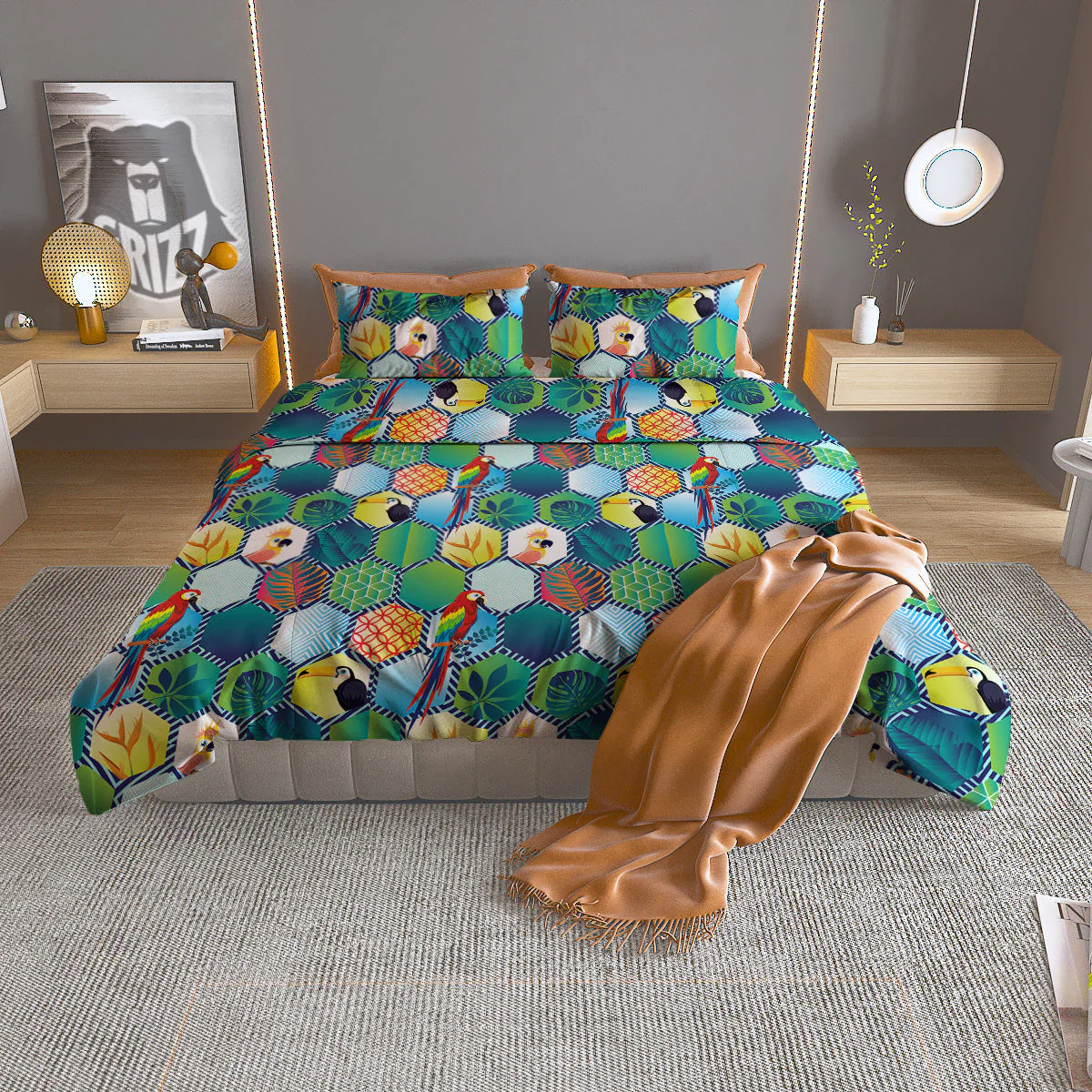 Tropical Exotic Hawaii Art Print Pattern Duvet Cover Bedding Set