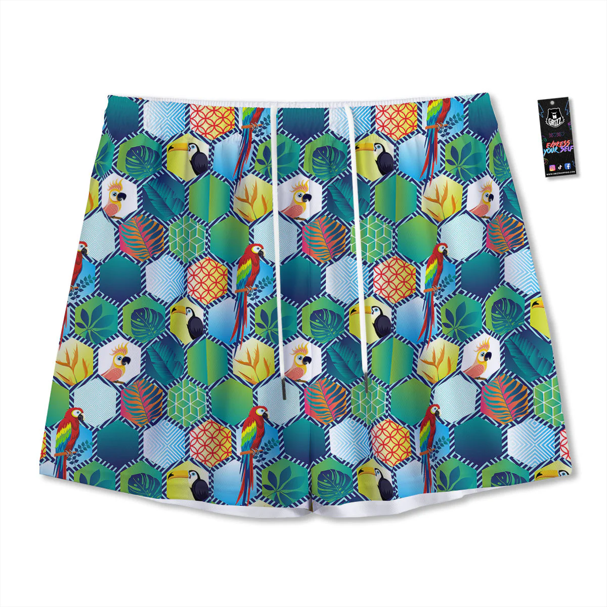 Tropical Exotic Hawaii Art Print Pattern Mesh Shorts