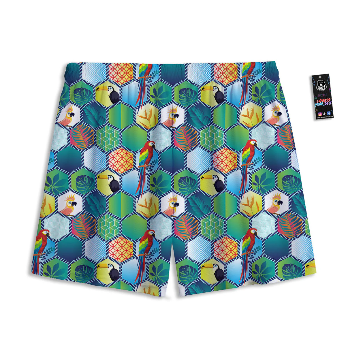 Tropical Exotic Hawaii Art Print Pattern Mesh Shorts - Image 2