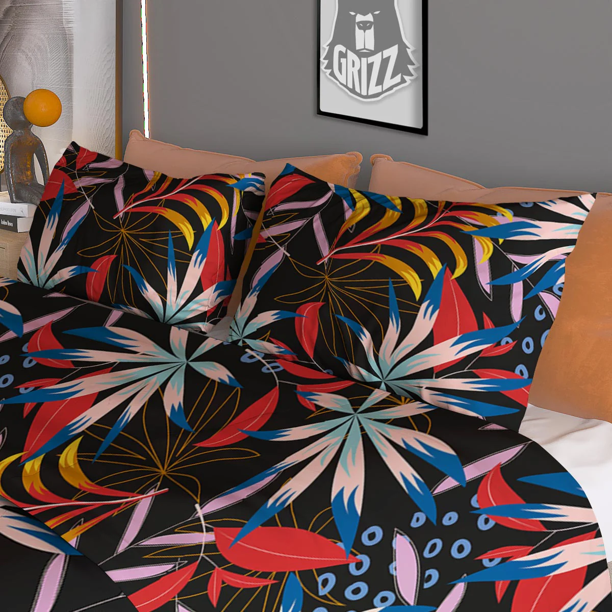 Tropical Floral Retro Hawaiian Print Pattern Duvet Cover Bedding Set - Image 3