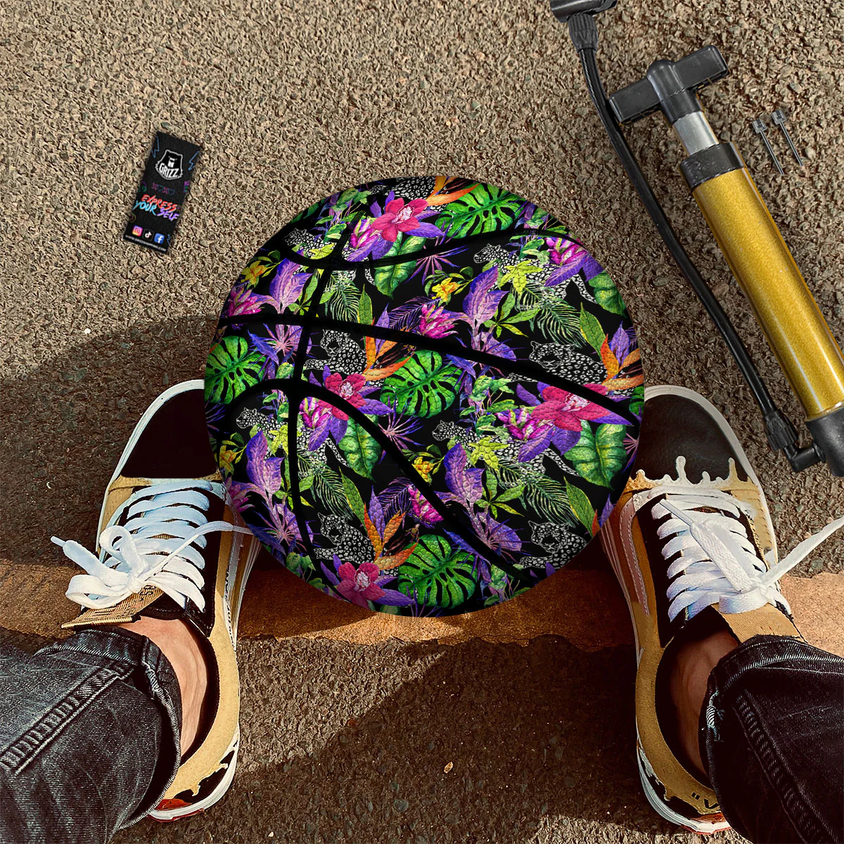 Tropical Flower Leaf Light Print Pattern Basketball - Image 2