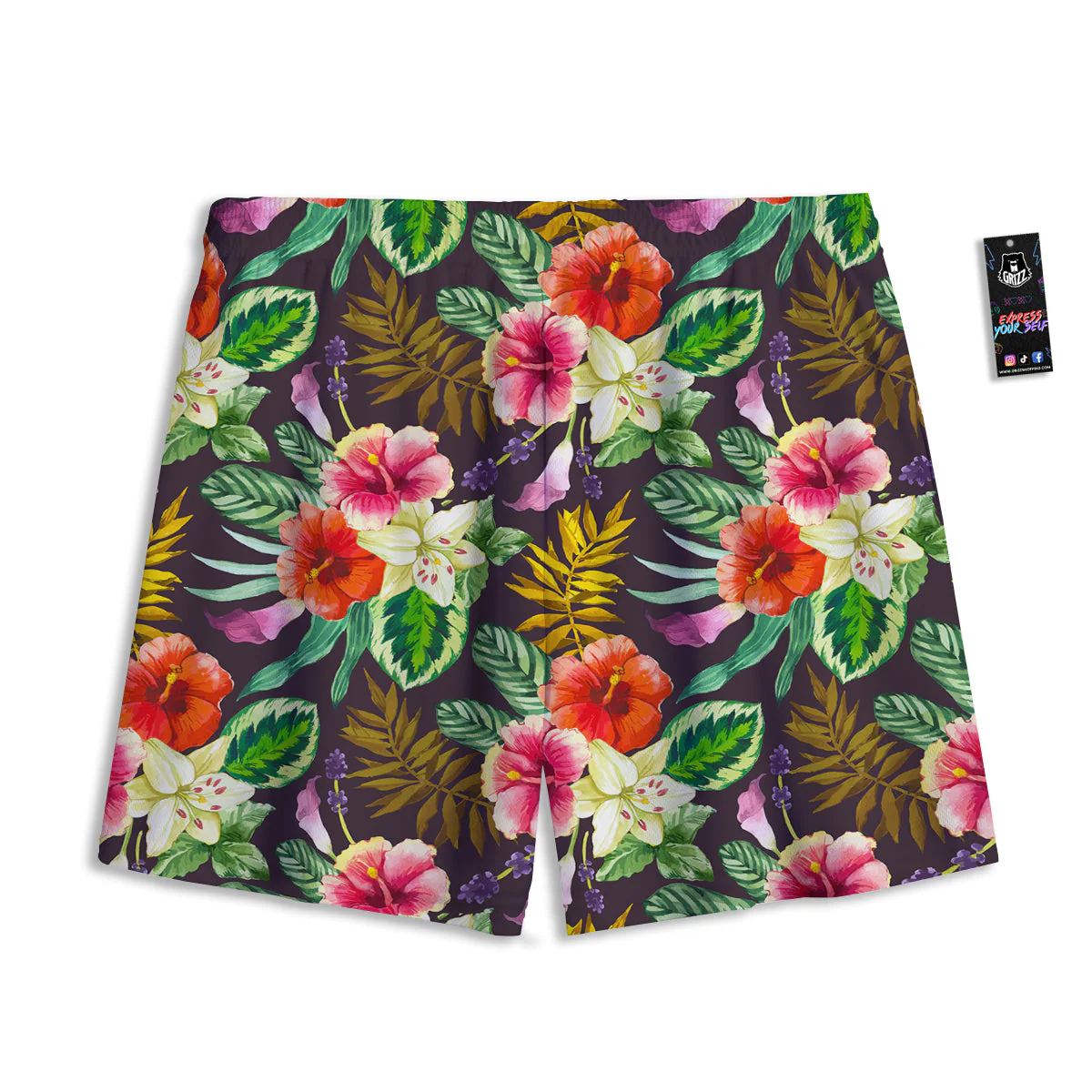 Tropical Hawaii Colorful Print Pattern Mesh Shorts - Image 2