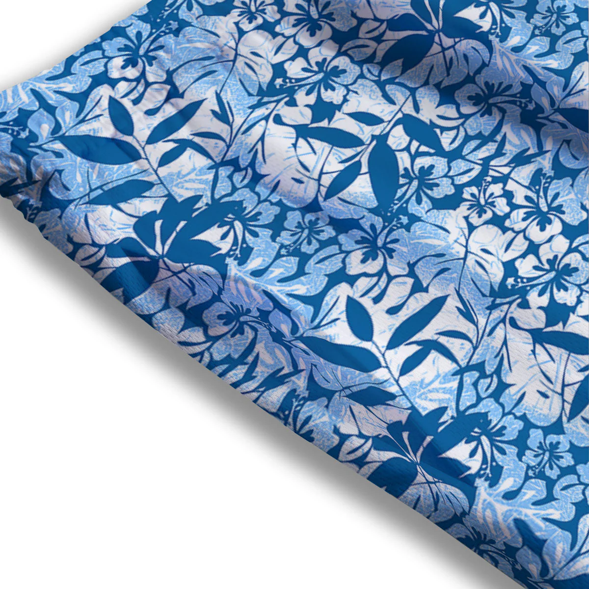 Tropical Hibiscus Blue Print Pattern Mesh Shorts - Image 3