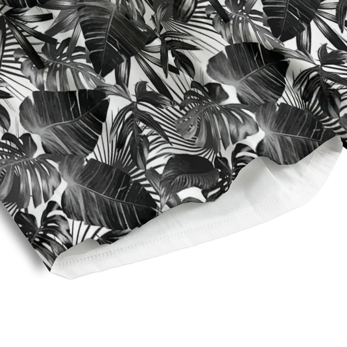 Tropical Leaf Black White Print Pattern Men's Athletic Shorts - Image 4