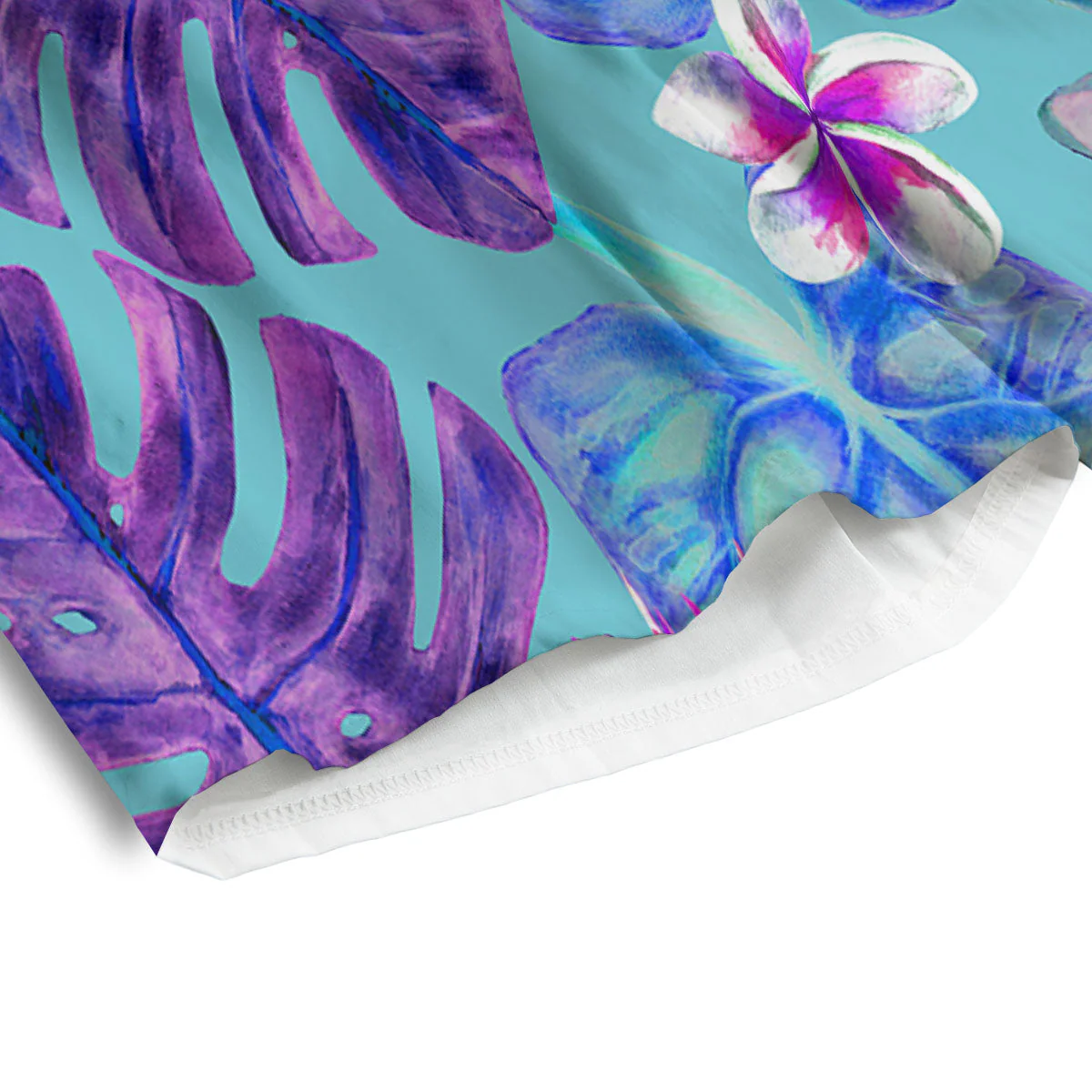 Tropical Leaf Teal And Purple Print Men's Athletic Shorts - Image 4