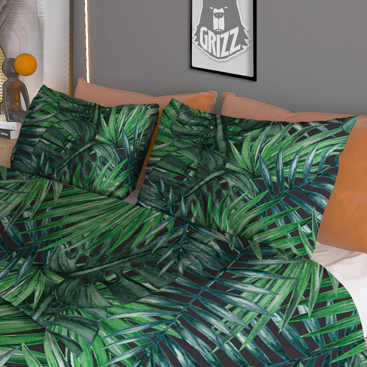 Tropical Leaf Watercolor Print Pattern Duvet Cover Bedding Set - Image 3