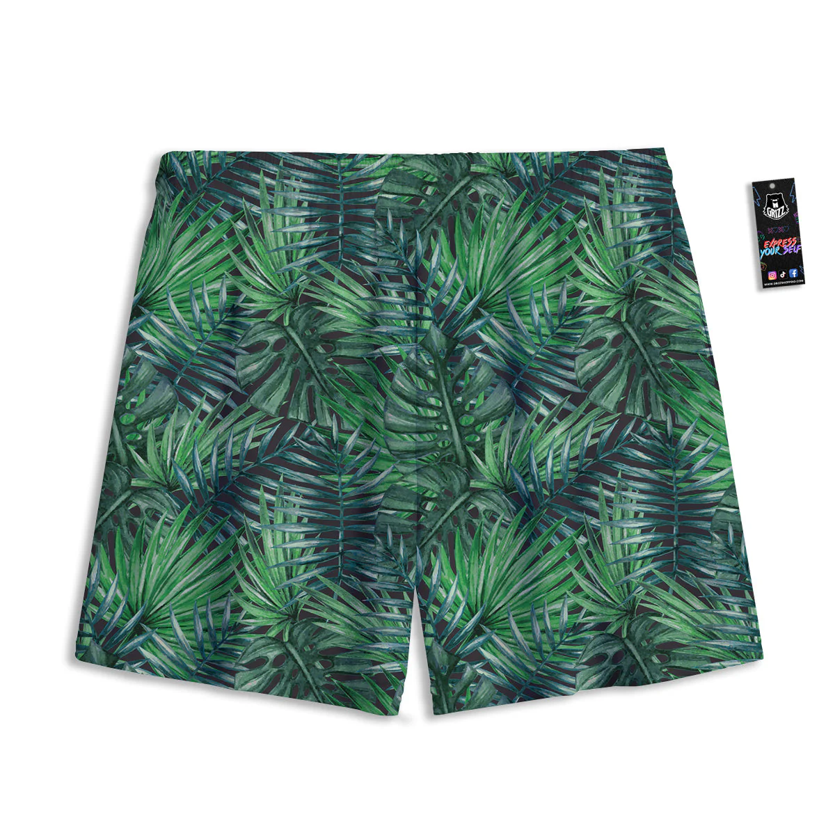 Tropical Leaf Watercolor Print Pattern Mesh Shorts - Image 2