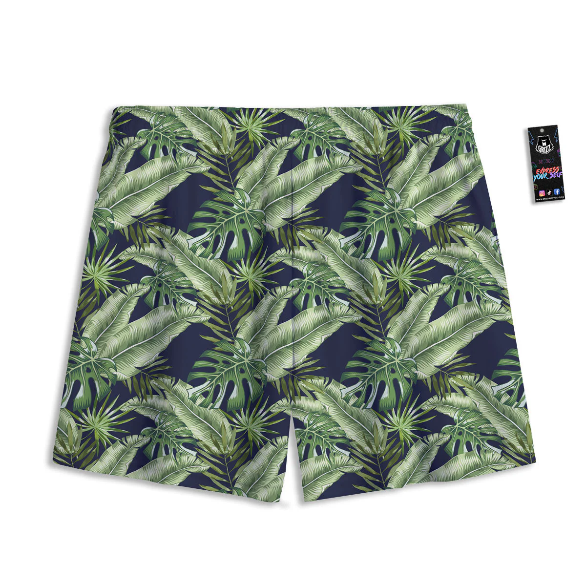 Tropical Leaves Blue Print Mesh Shorts - Image 2