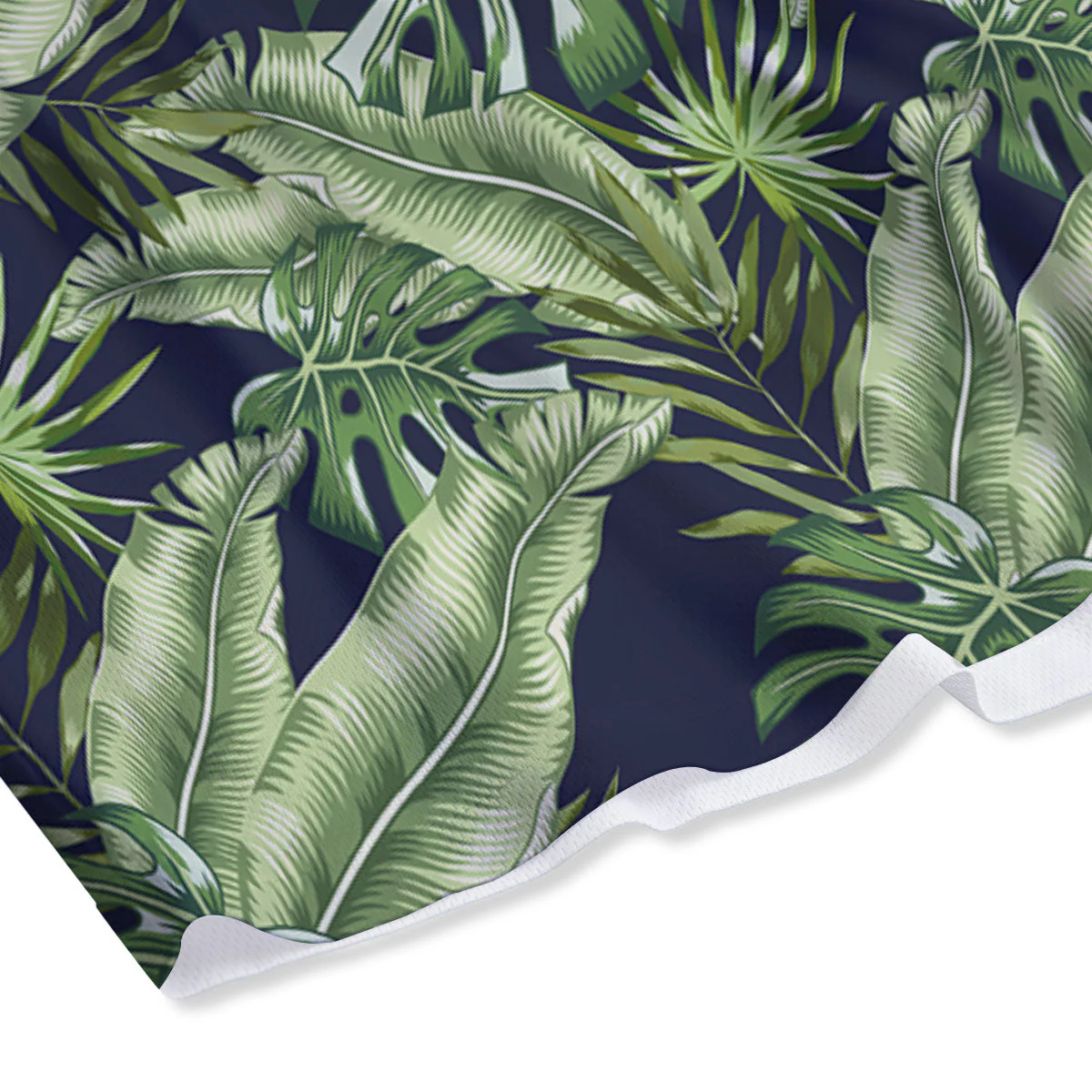 Tropical Leaves Blue Print Mesh Shorts - Image 4