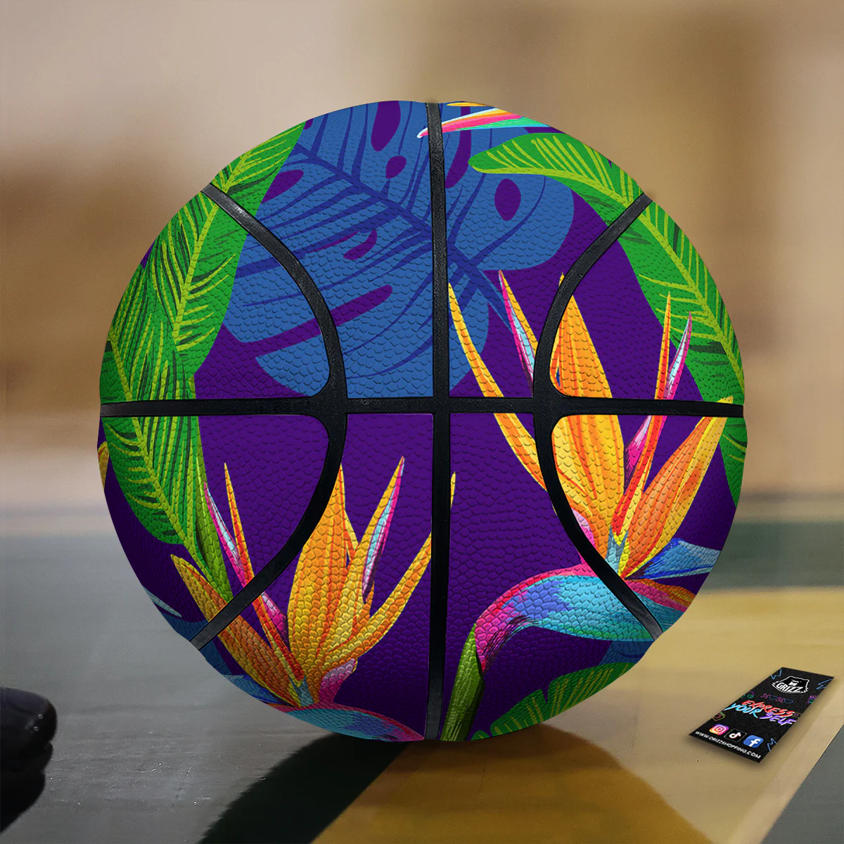 Tropical Leaves Colorful Print Pattern Colorful Basketball