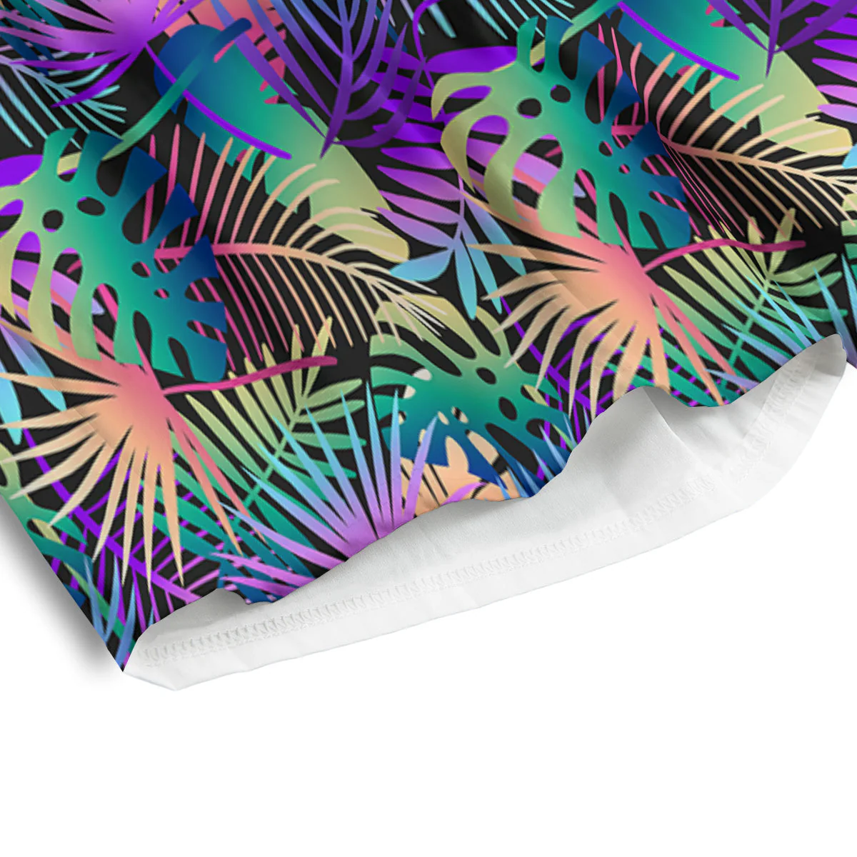 Tropical Neon Color And Palm Leaves Print Pattern Men's Athletic Shorts - Image 4