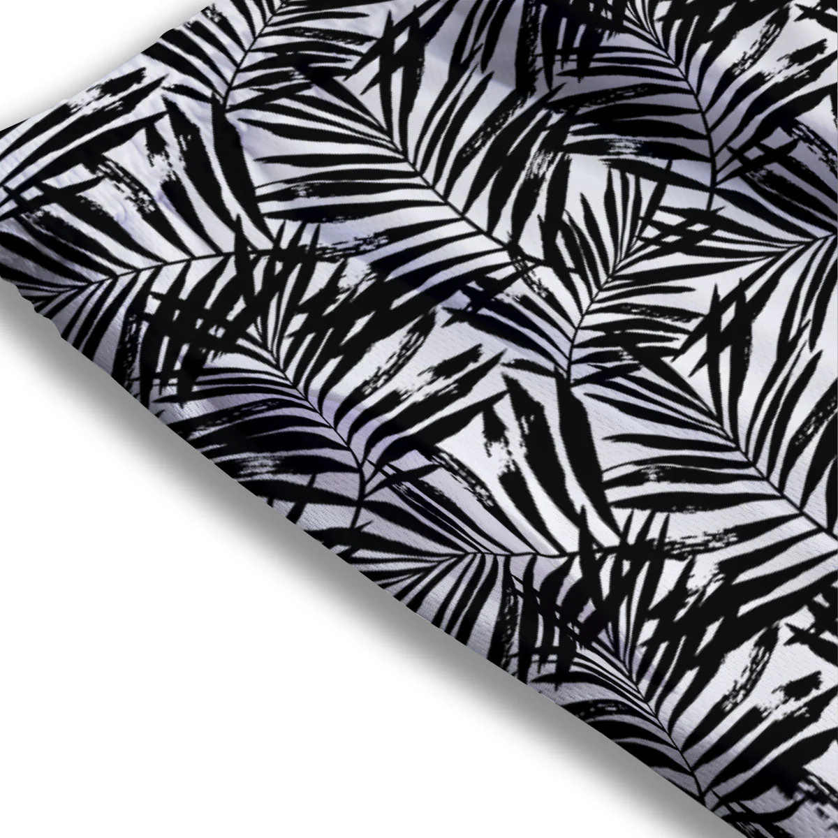 Tropical Palm Leaf White And Black Print Mesh Shorts - Image 3