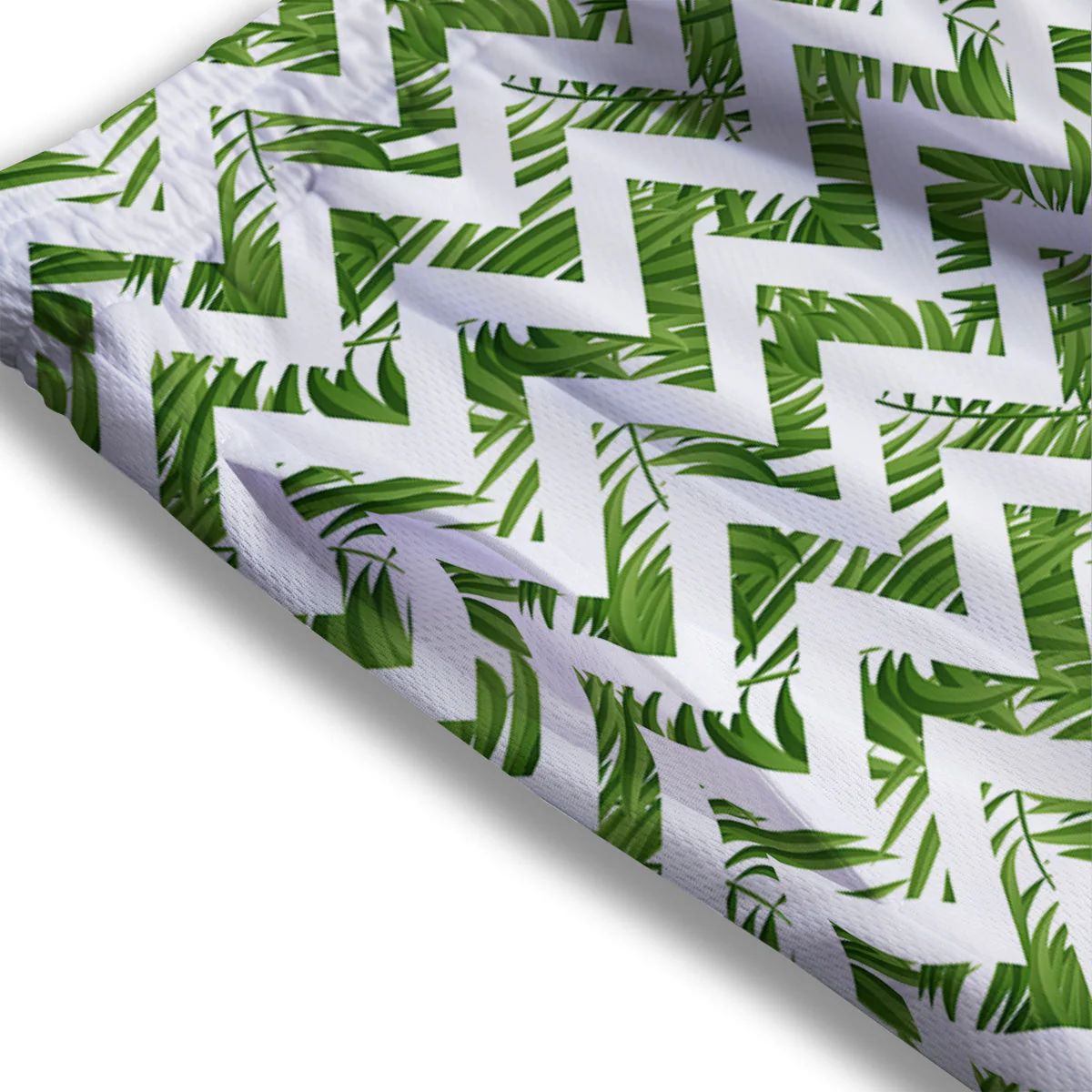 Tropical Palm Leaves Tropical Zigzag Print Pattern Mesh Shorts - Image 3