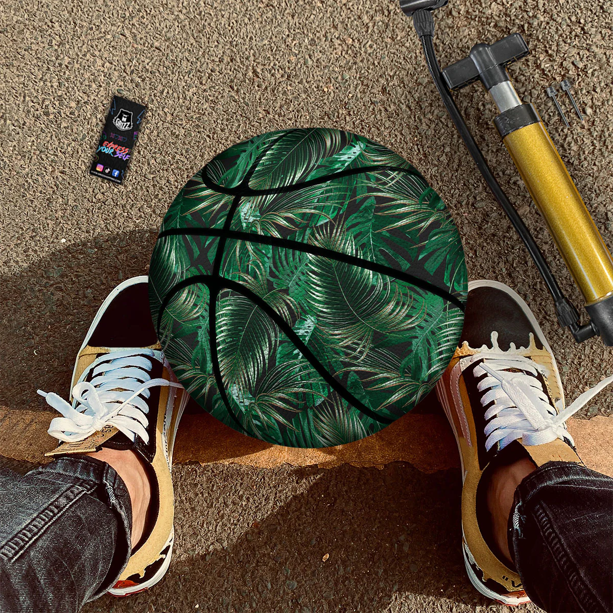 Tropical Palm Tree Print Pattern Basketball - Image 2