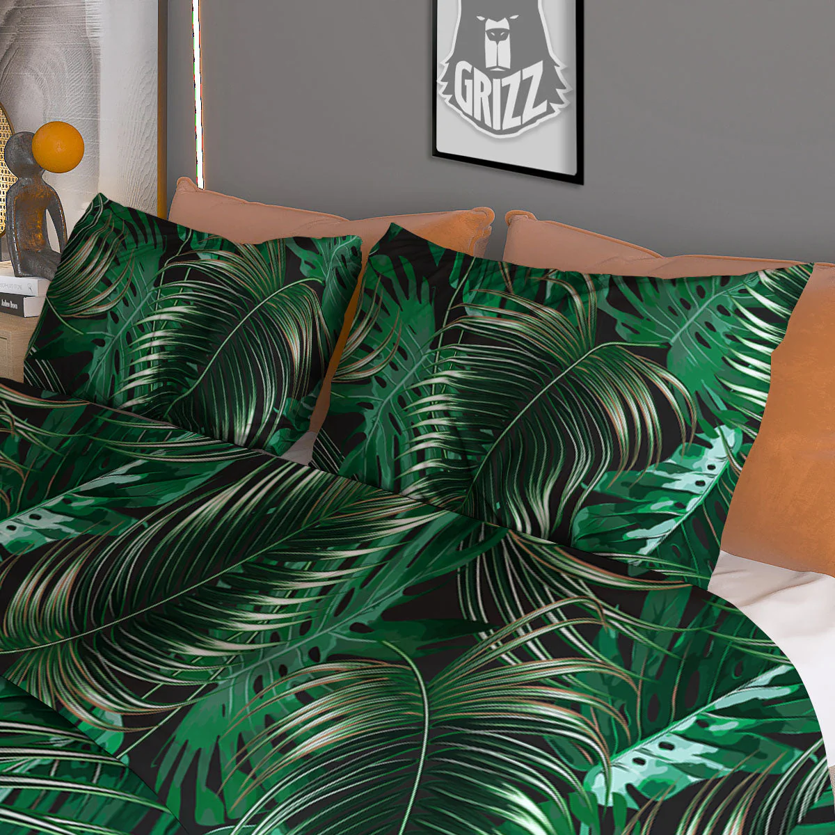 Tropical Palm Tree Print Pattern Duvet Cover Bedding Set - Image 3