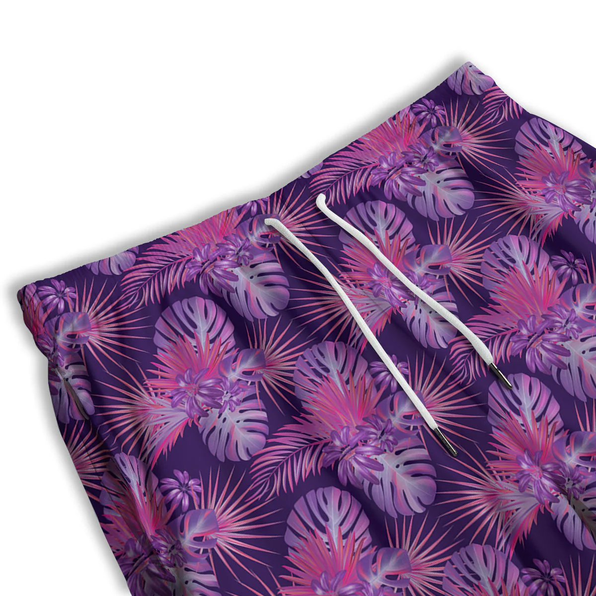 Tropical Purple Print Pattern Men's Athletic Shorts - Image 3