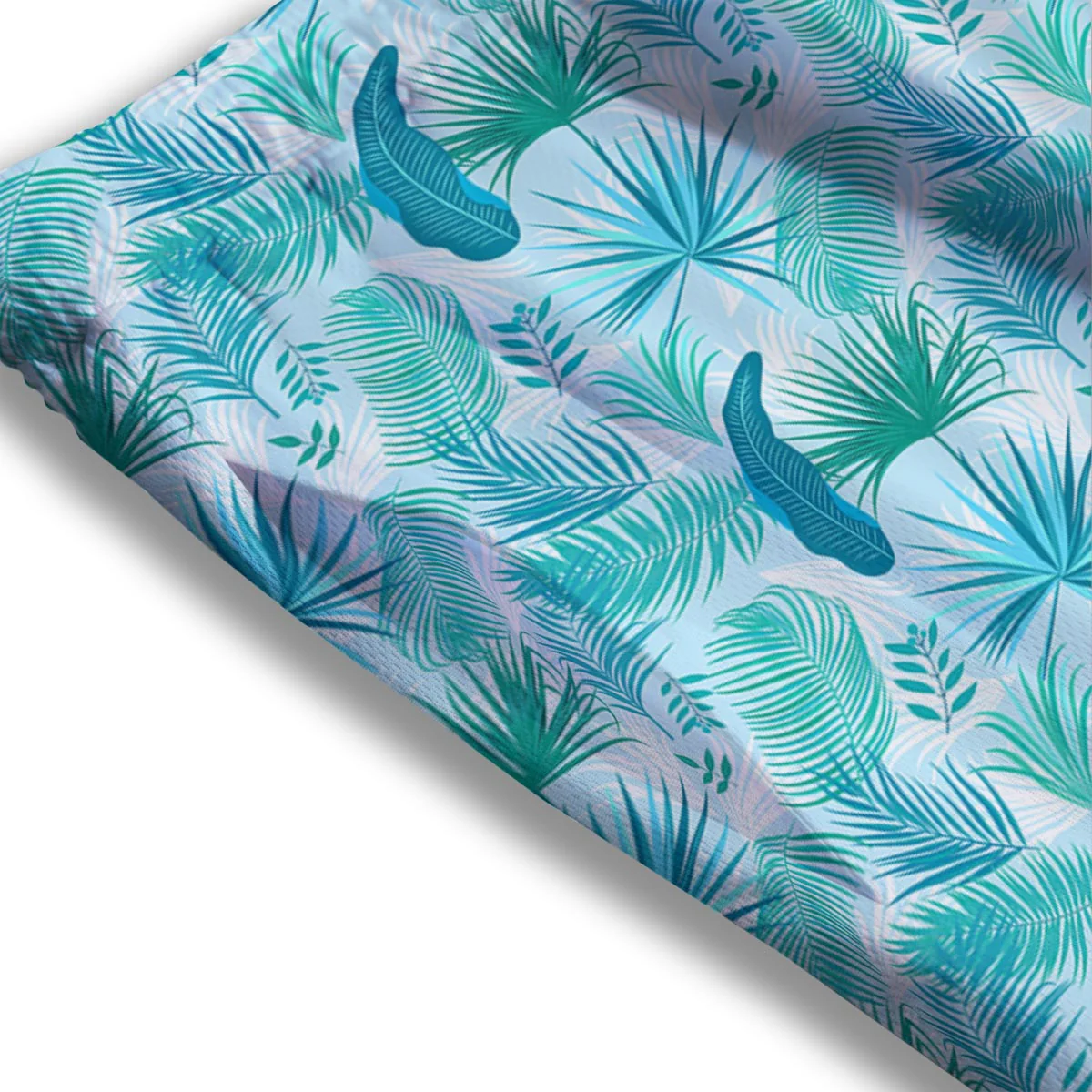 Tropical Teal Aloha Print Pattern Mesh Shorts - Image 3