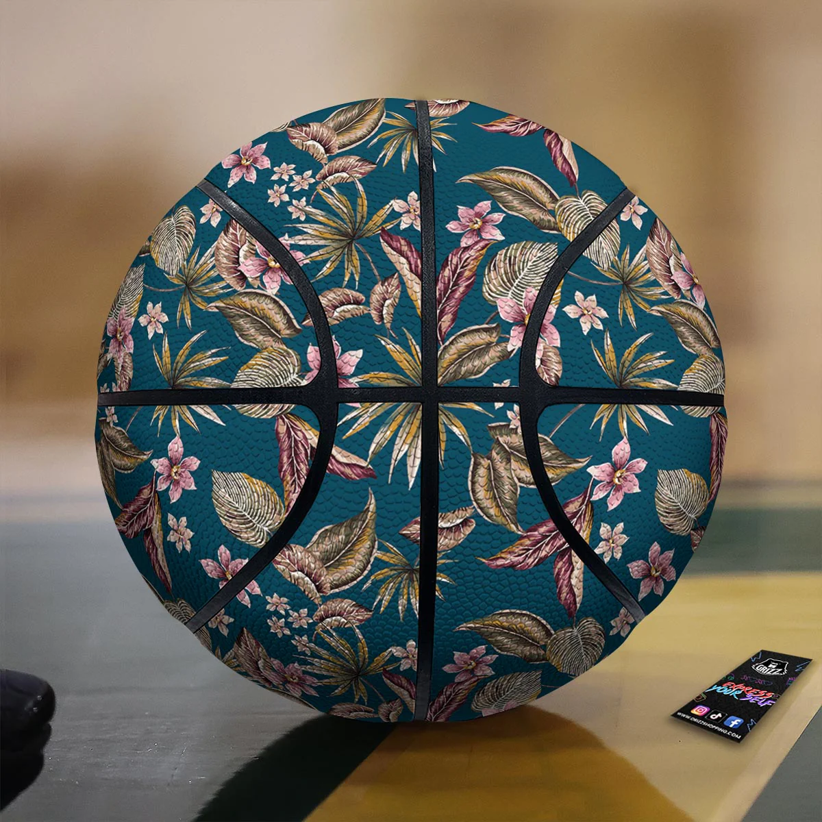 Tropical Teal Print Pattern Basketball