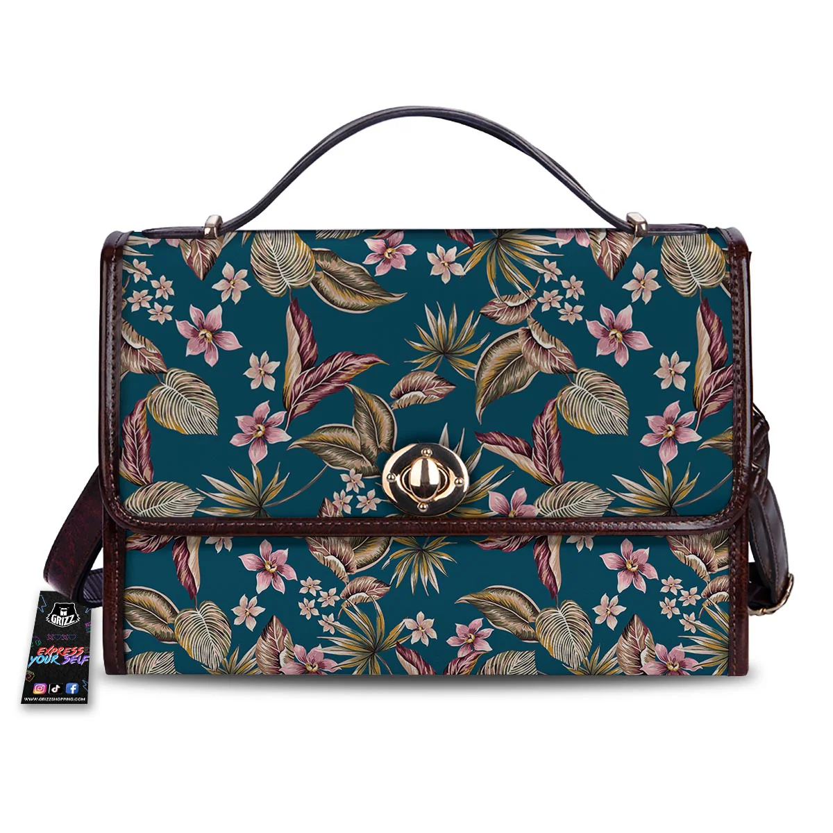Tropical Teal Print Pattern Women's Satchel Bag