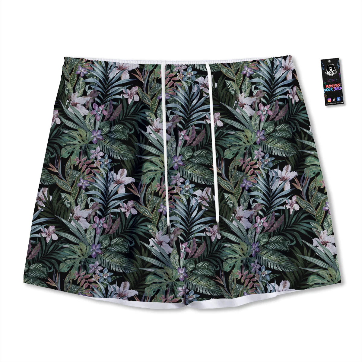 Tropical Vintage Floral Print Pattern Mesh Shorts