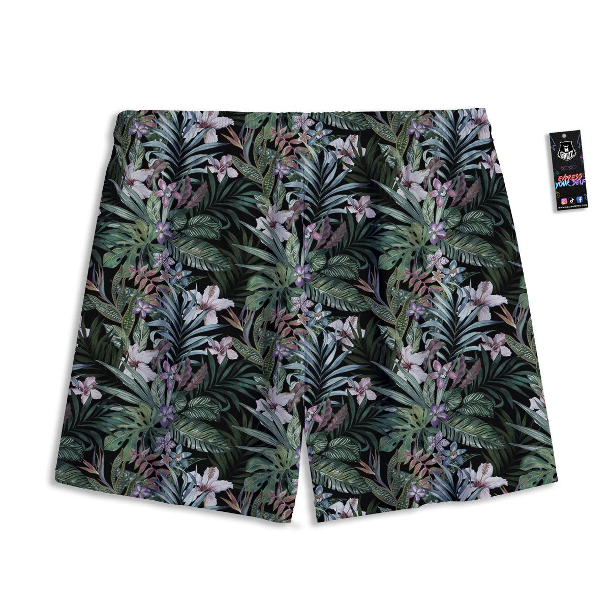 Tropical Vintage Floral Print Pattern Mesh Shorts - Image 2