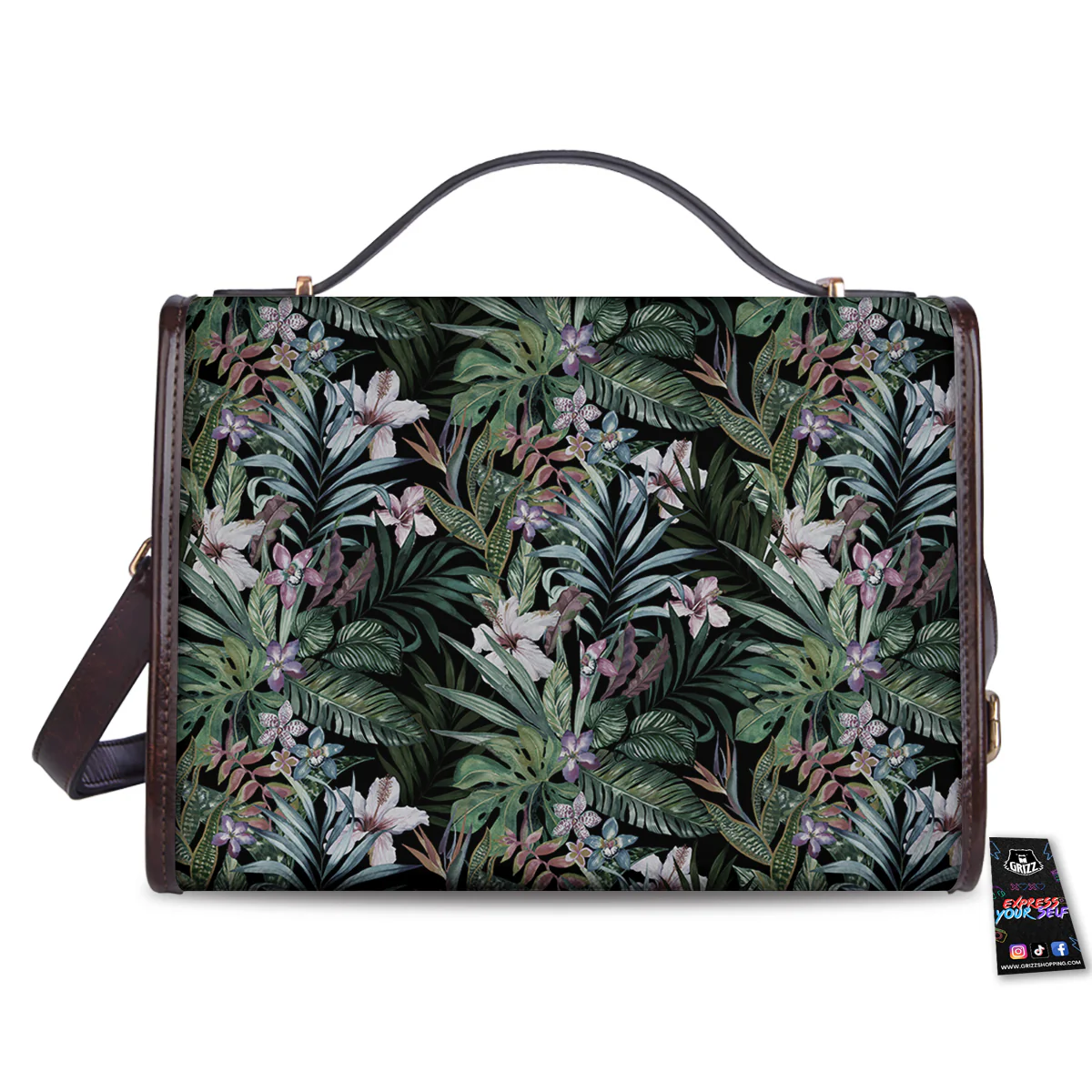 Tropical Vintage Floral Print Pattern Women's Satchel Bag - Image 2