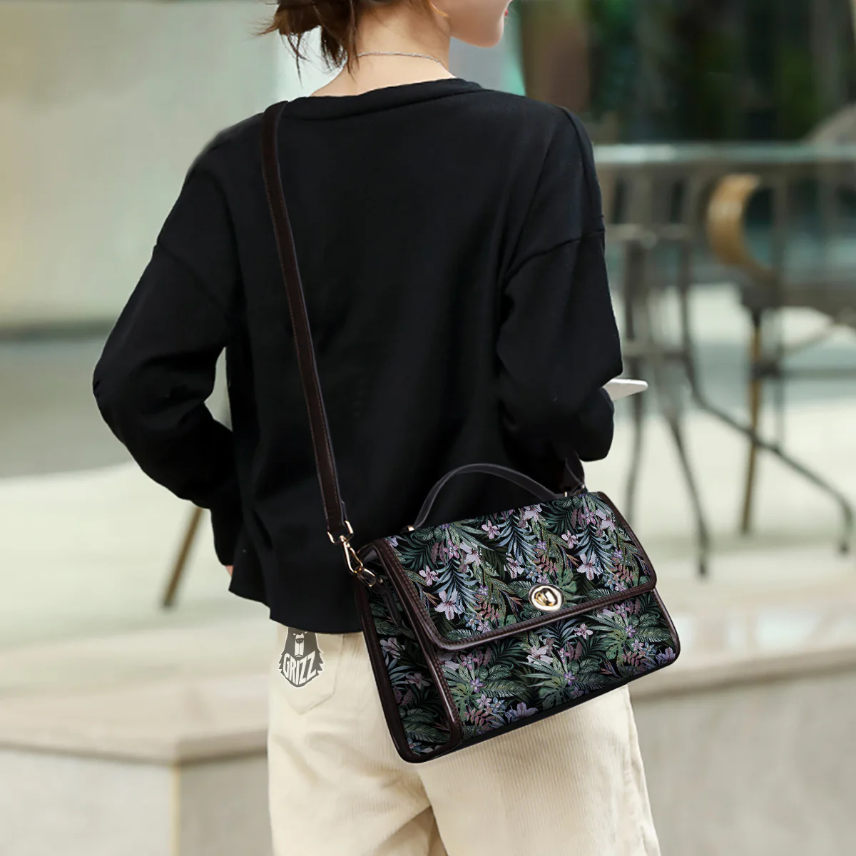 Tropical Vintage Floral Print Pattern Women's Satchel Bag - Image 3