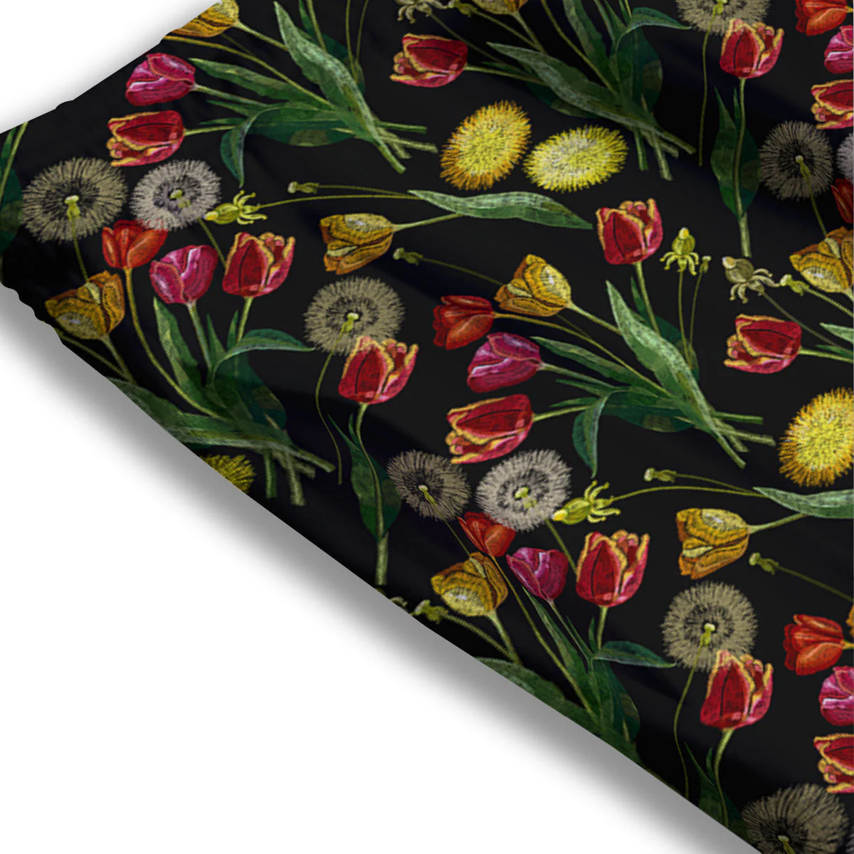 Tulip Embroidery Print Pattern Mesh Shorts - Image 3