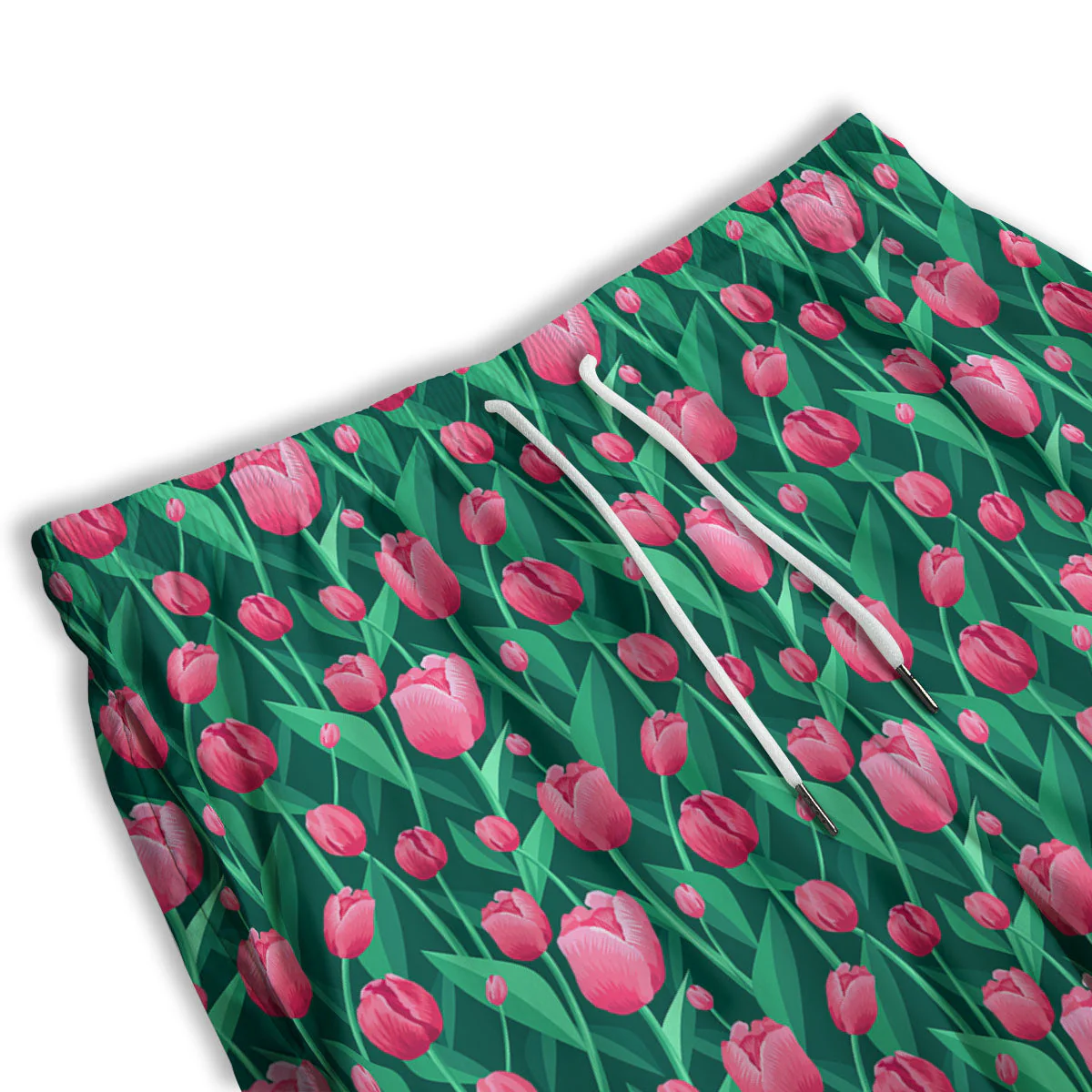 Tulip Pink Print Pattern Men's Athletic Shorts - Image 3