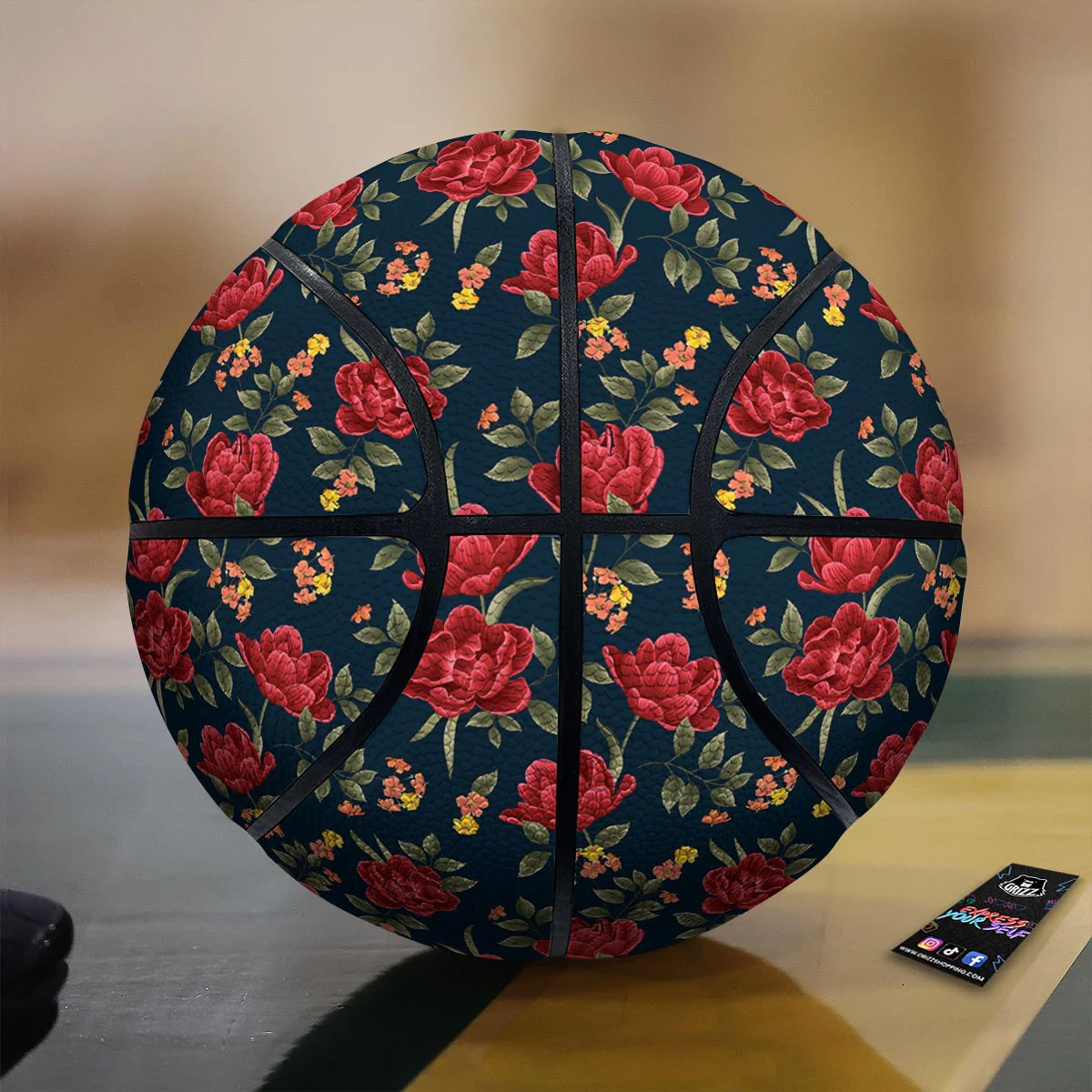 Tulip Red Print Pattern Basketball