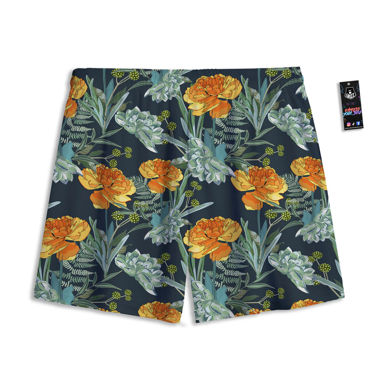 Tulip Spring Yellow Print Pattern Mesh Shorts - Image 2