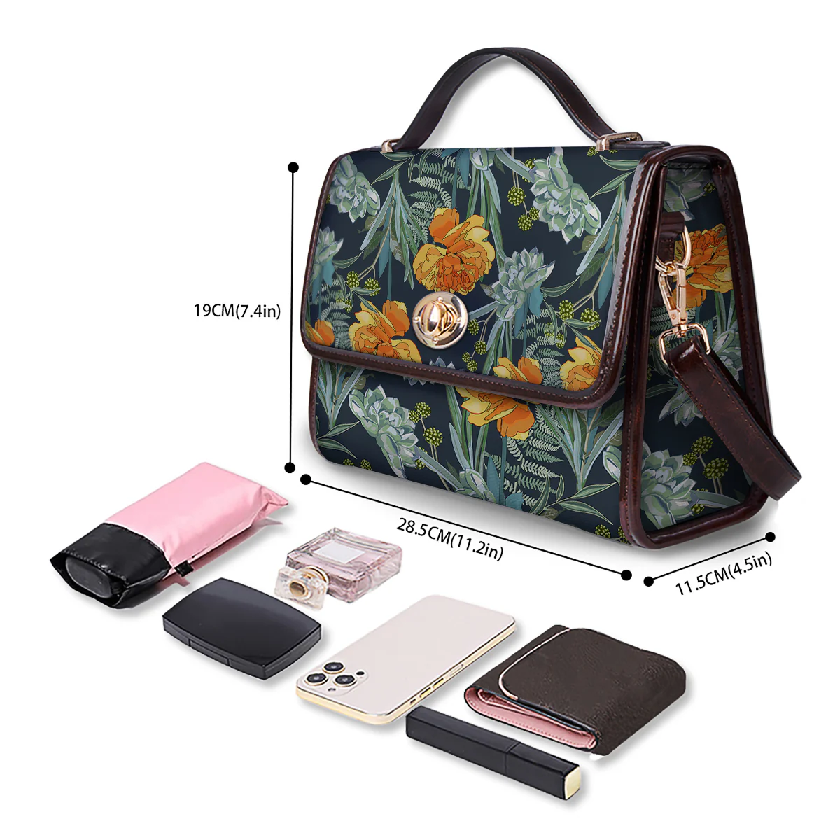 Tulip Spring Yellow Print Pattern Women's Satchel Bag - Image 4