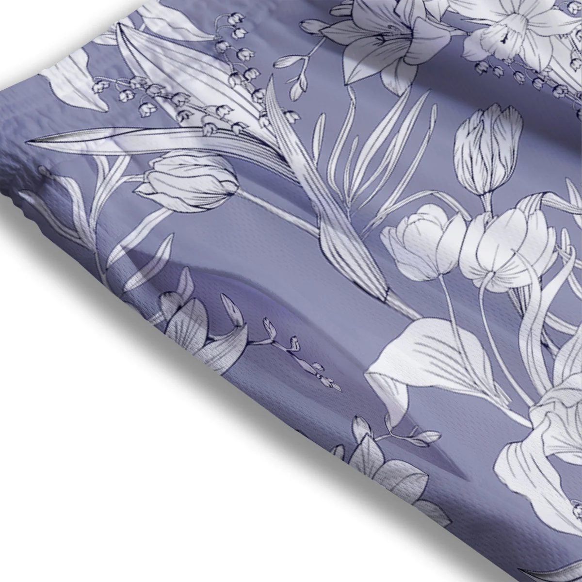 Tulip White Print Pattern Mesh Shorts - Image 3