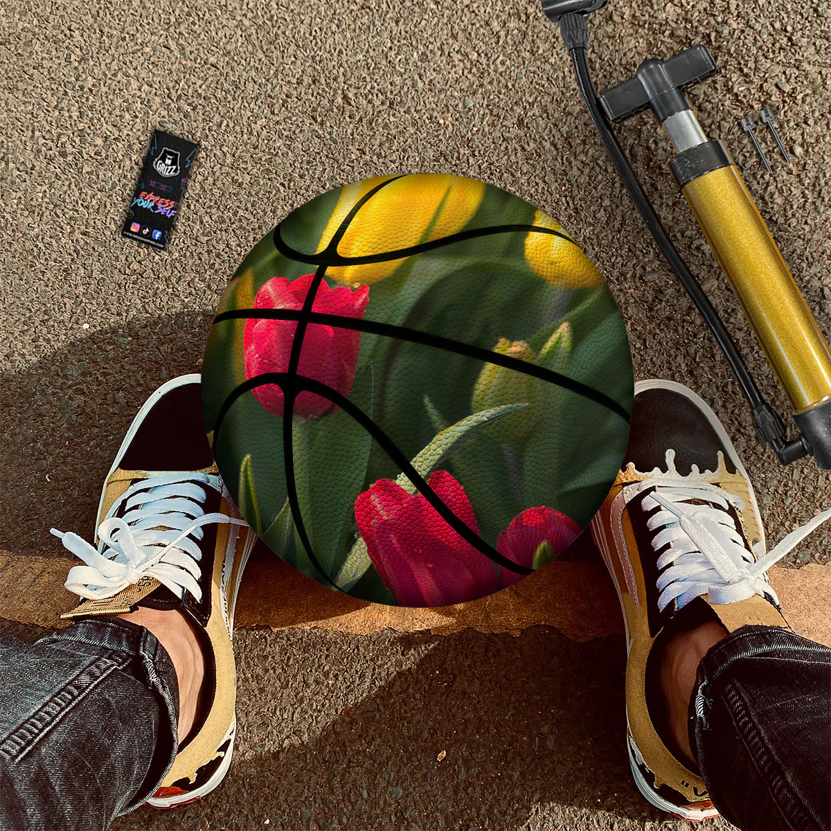 Tulip Yellow And Red Print Basketball - Image 2
