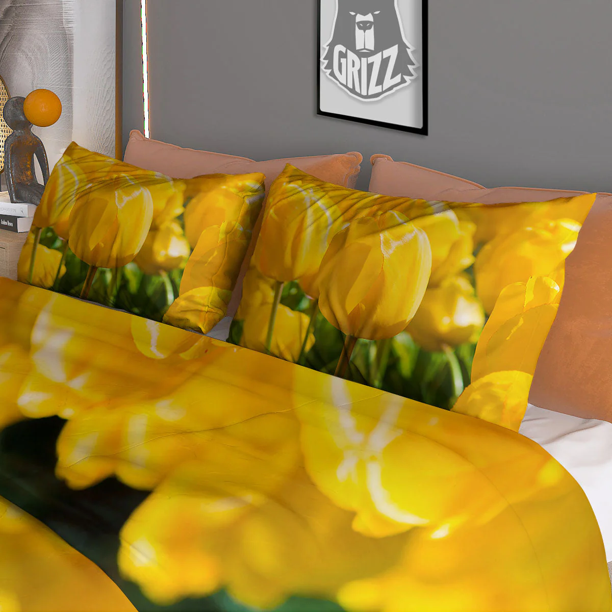 Tulip Yellow Print Duvet Cover Bedding Set - Image 3