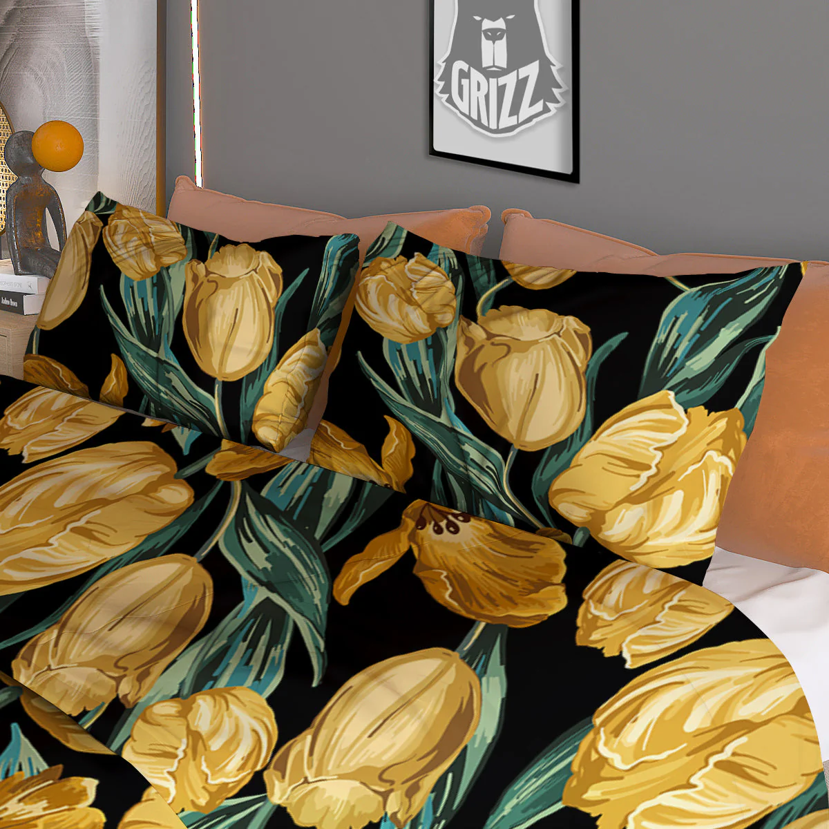 Tulip Yellow Print Pattern Duvet Cover Bedding Set - Image 3