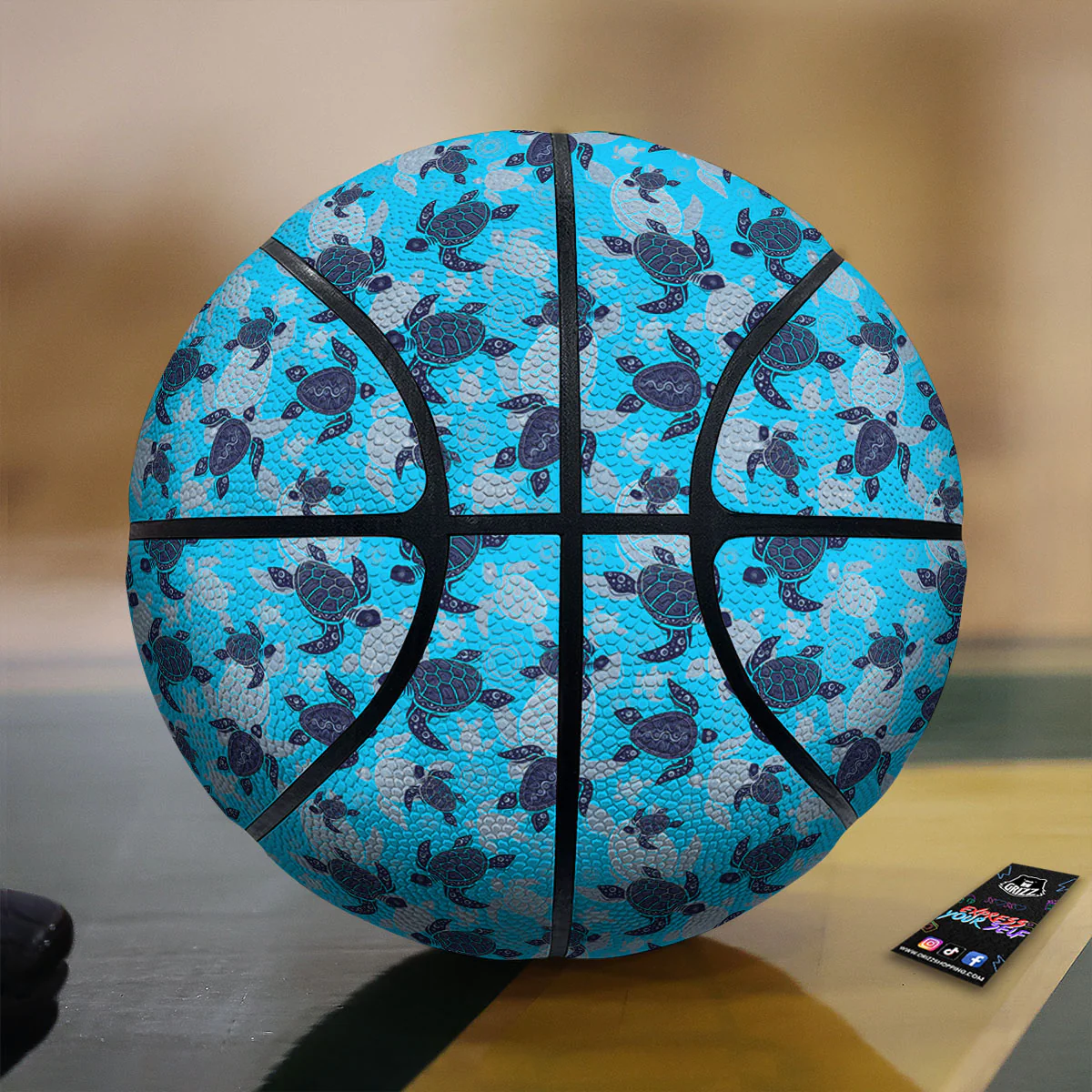 Turtle Blue Sea Print Pattern Basketball