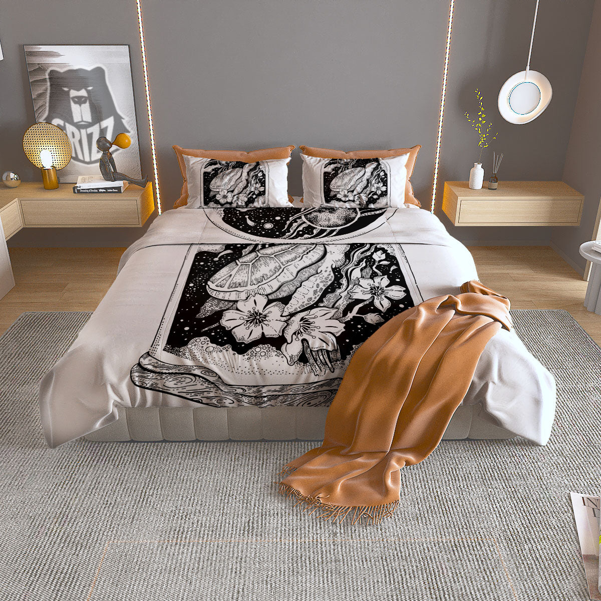Turtle Sea Zentangle Print Duvet Cover Bedding Set