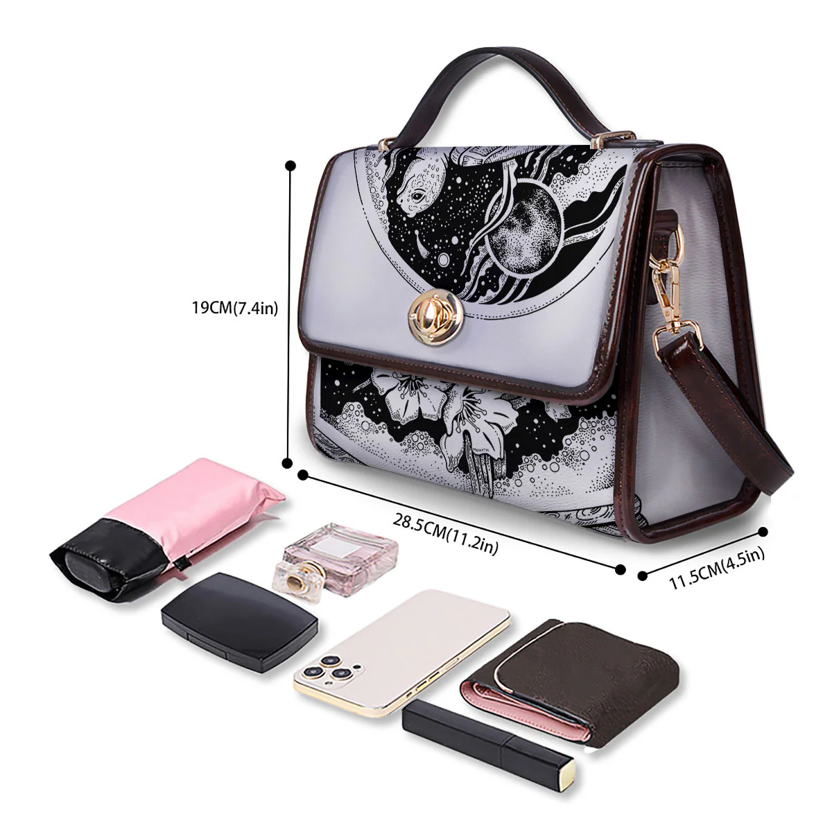 Turtle Sea Zentangle Print Women's Satchel Bag - Image 4