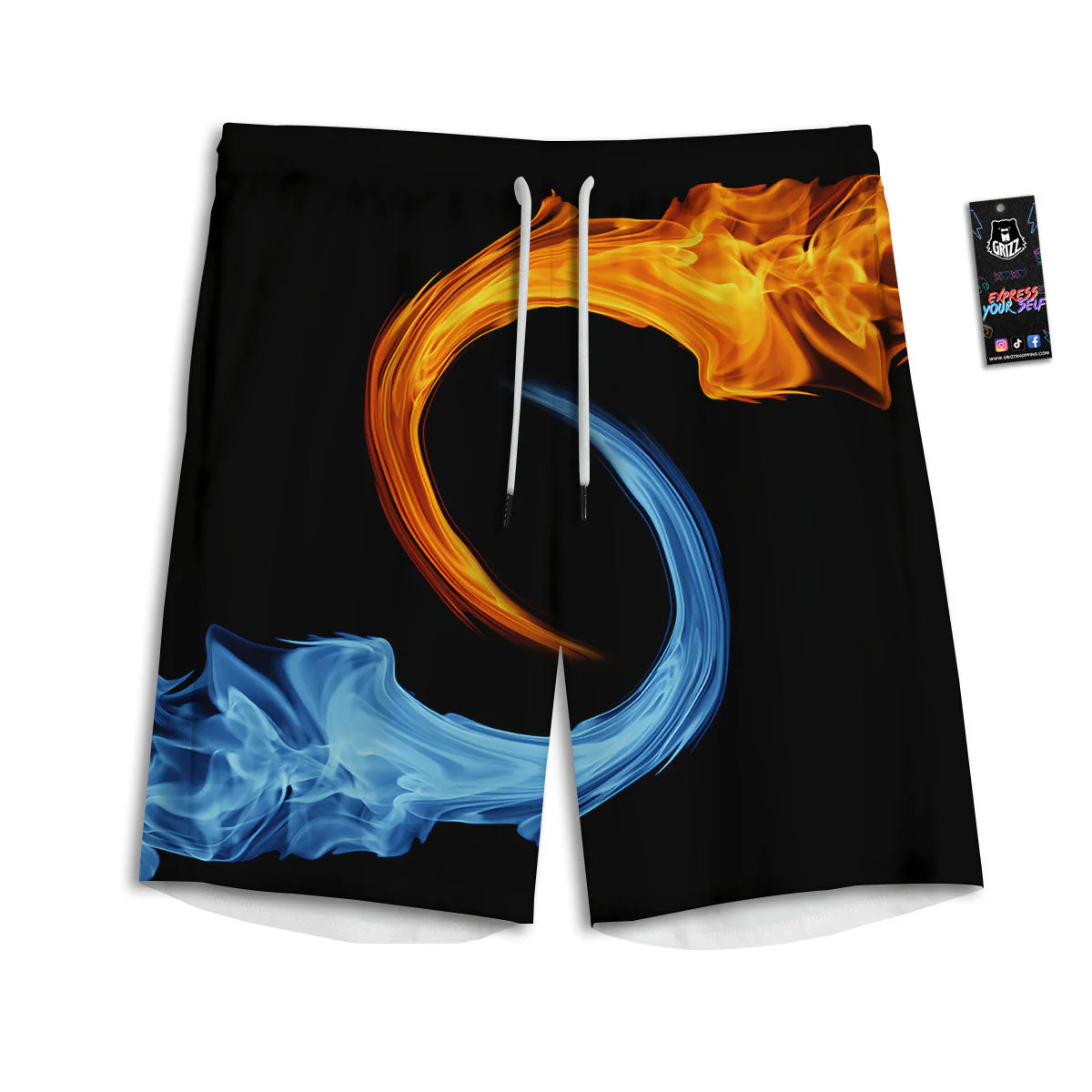 Twin Flame Blue And Red Print Men's Athletic Shorts