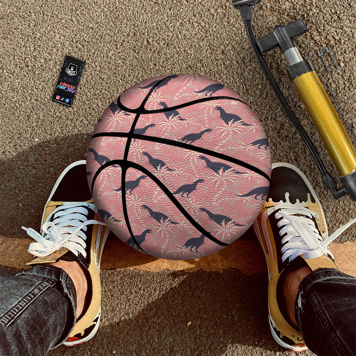 Tyrannosaurus Fossil Print Pattern Basketball - Image 2