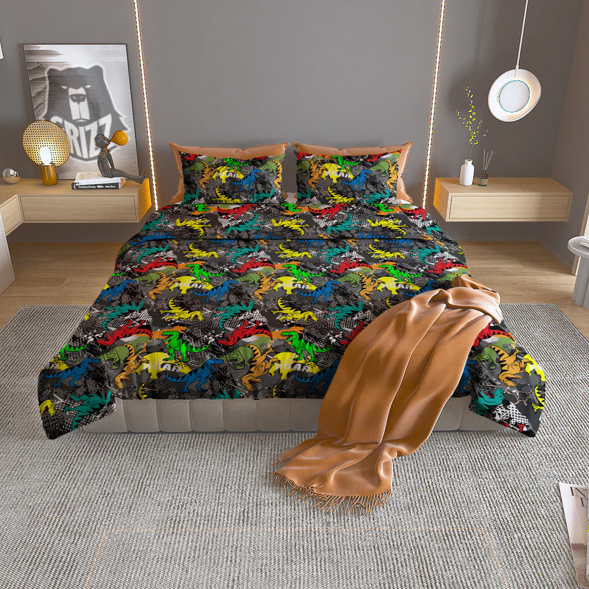 Tyrannosaurus Rex Colorful Print Duvet Cover Bedding Set