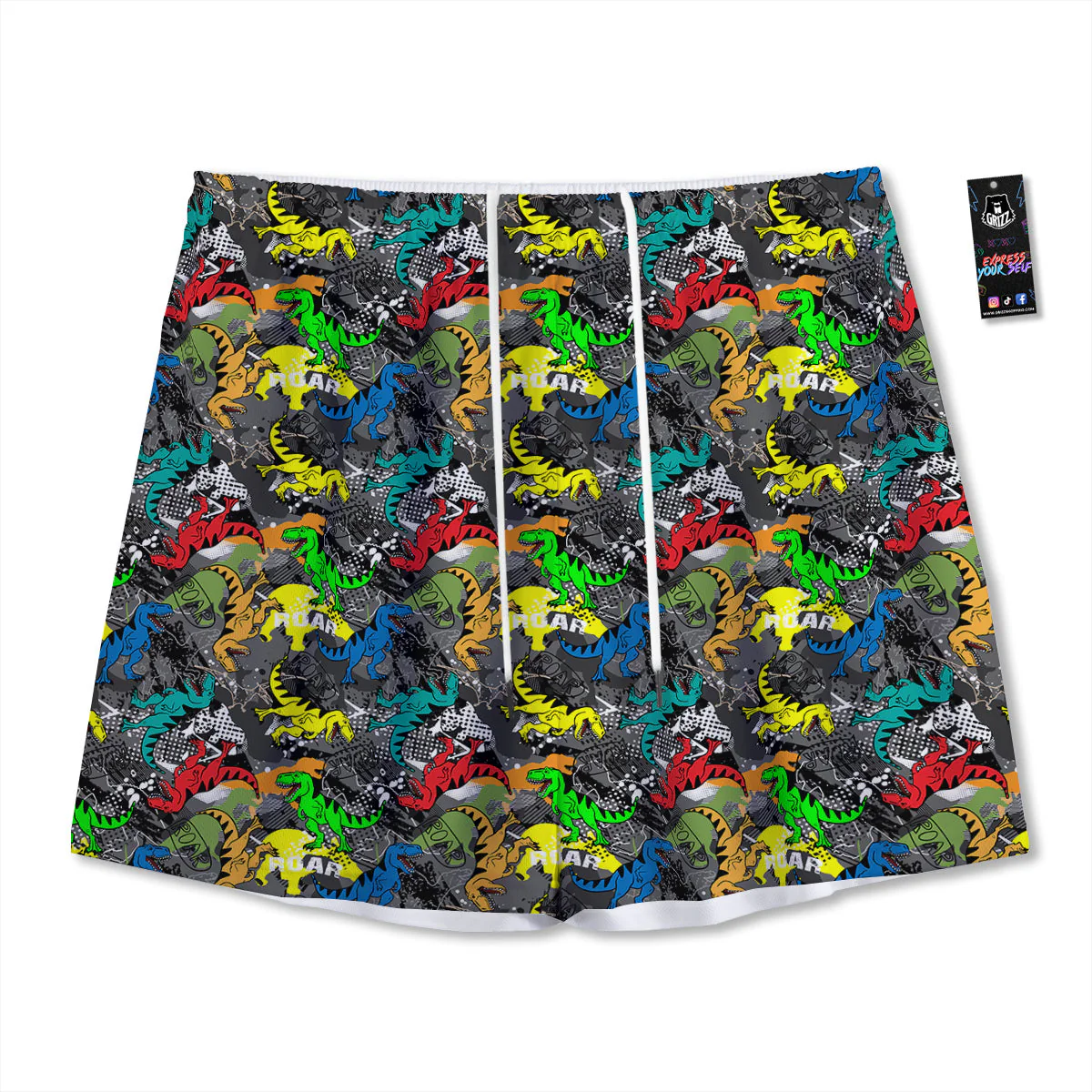 Tyrannosaurus Rex Colorful Print Mesh Shorts