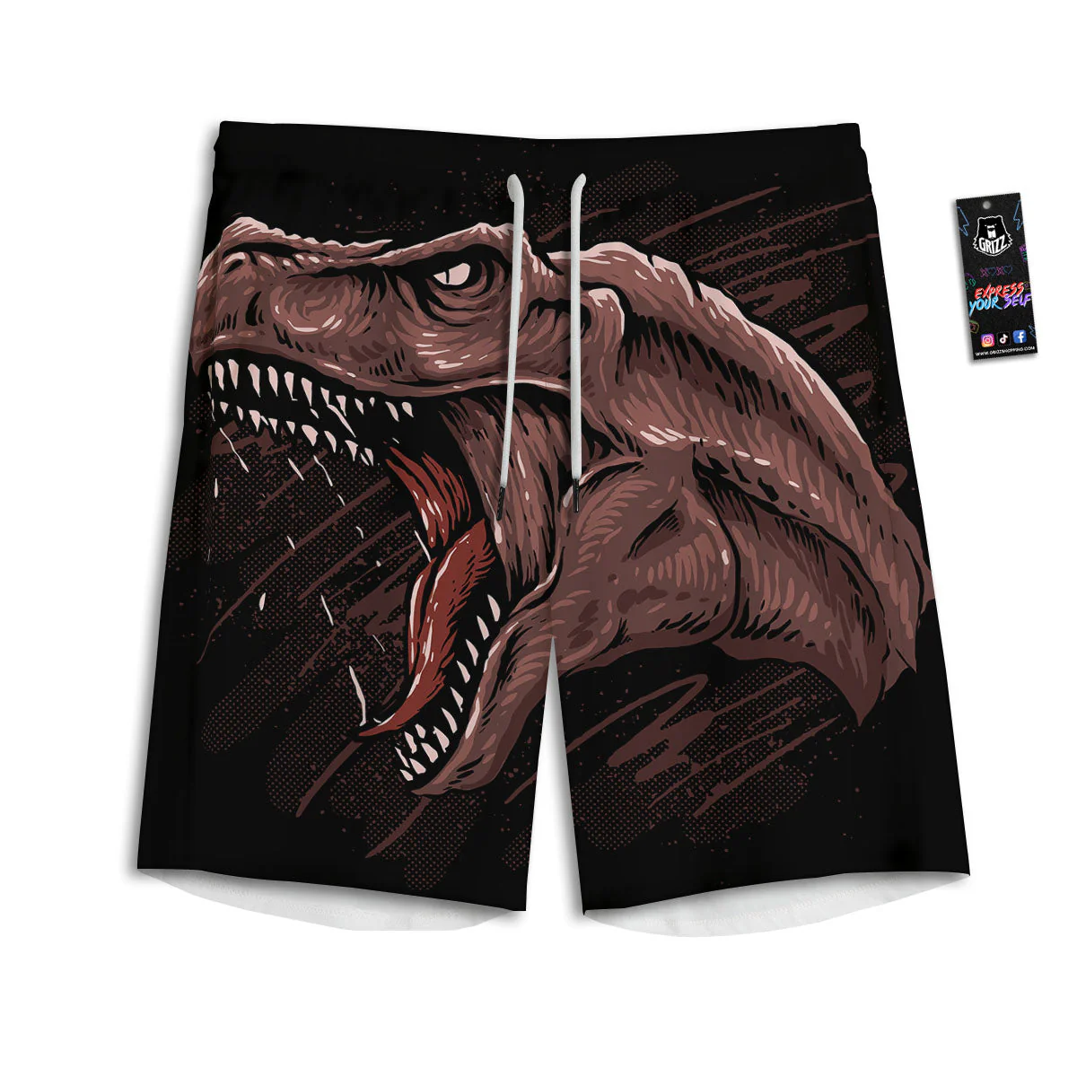 Tyrannosaurus Rex Head Print Men's Athletic Shorts