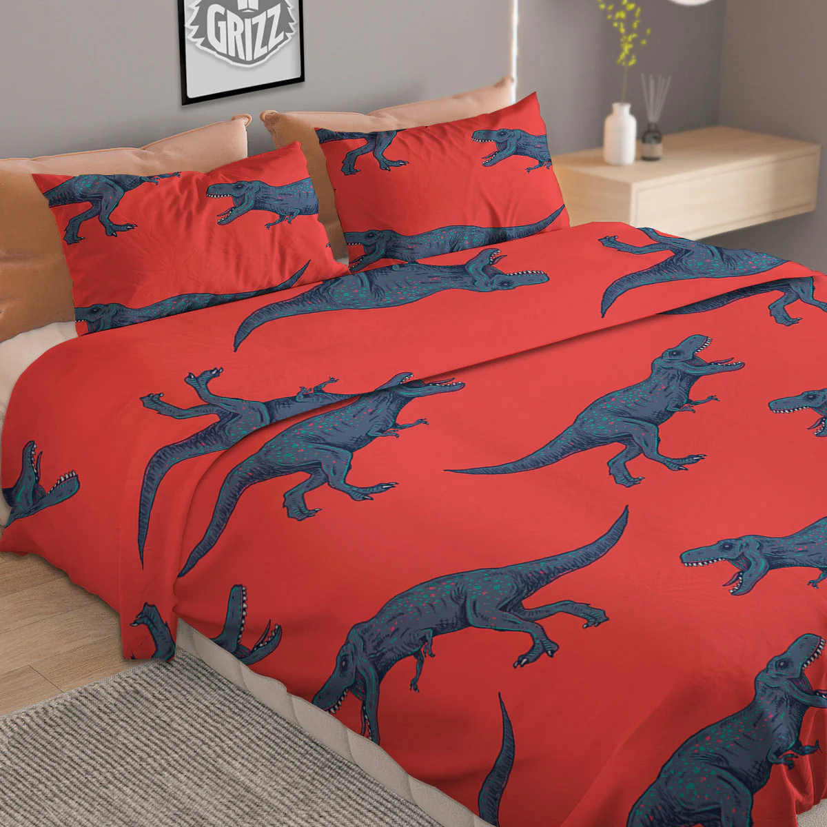 Tyrannosaurus Rex Print Pattern Duvet Cover Bedding Set - Image 2