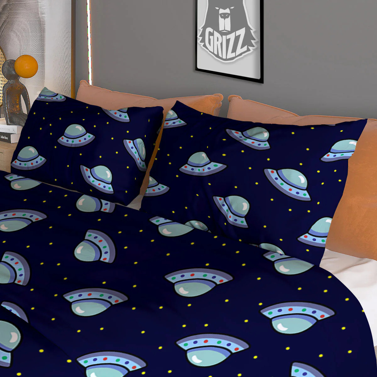UFO Galaxy Print Pattern Duvet Cover Bedding Set - Image 3